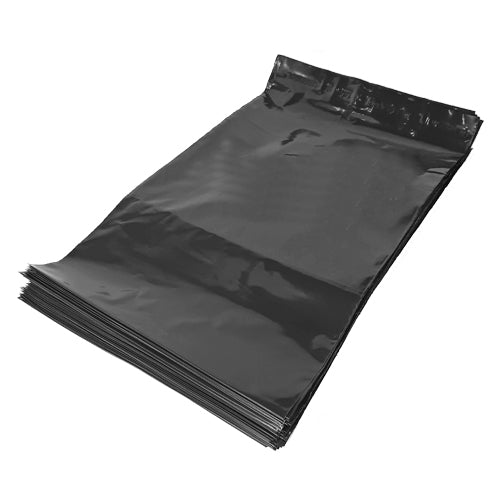 Small Plain Black Plastic Courier Pouch with Pocket 100s