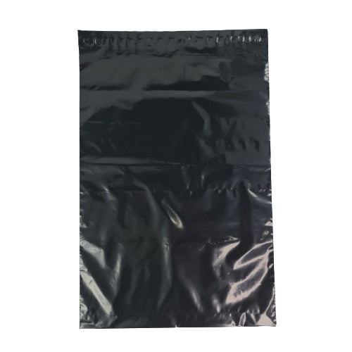 Small Plain Black Plastic Courier Pouch with Pocket 100s