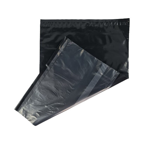 Small Plain Black Plastic Courier Pouch with Pocket 100s