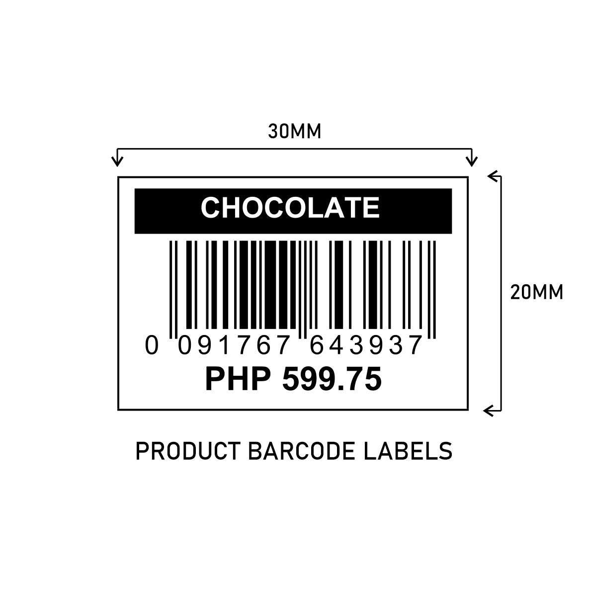 30mm x 20mm Printed Satin Barcode Label