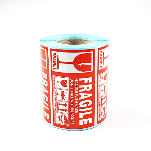1 Roll Medium FRAGILE, HANDLE WITH CARE, KEEP DRY Sticker 130mm x 70mm 500 Pcs