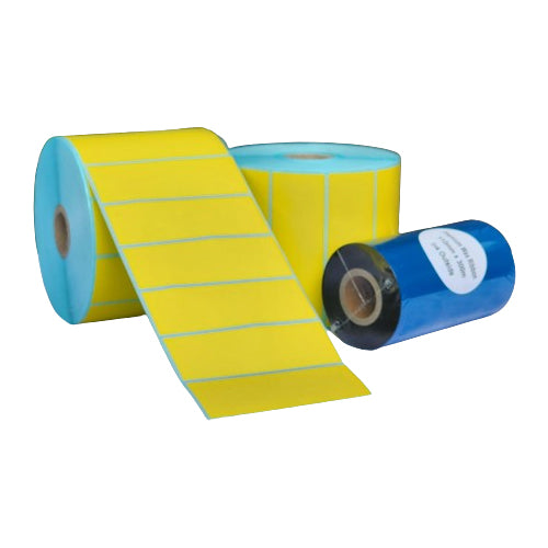 32 x 32 Solid Yellow Satin Barcode Labels Bundle with Premium Barcode Ribbon