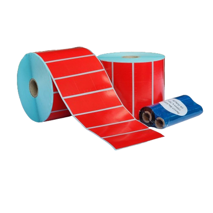 32 x 32 Solid Red Satin Barcode Labels Bundle with Premium Barcode Ribbon