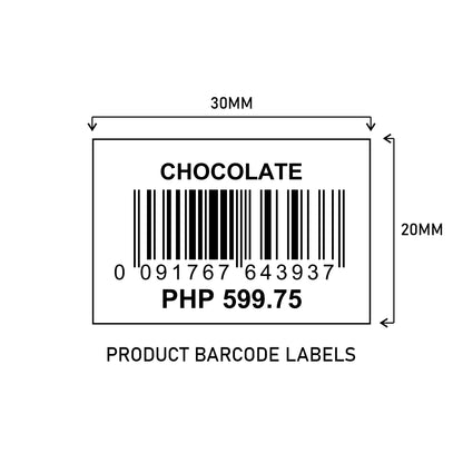 30mm x 20mm Printed Satin Barcode Label