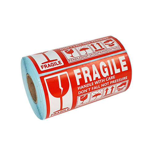 1 Roll Small FRAGILE, HANDLE WITH CARE, KEEP DRY Sticker 90mm x 50mm 500 Pcs