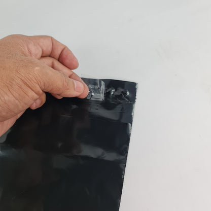 Large Black Plain Plastic Pouch with Pocket 100s