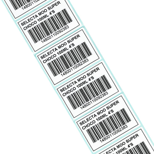 3" (W)  x 2" (H) Printed Satin Barcode Sticker for Price Tag, Product and Expiry Date