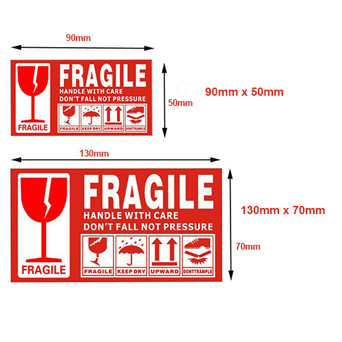 1 Roll Small FRAGILE, HANDLE WITH CARE, KEEP DRY Sticker 90mm x 50mm 500 Pcs